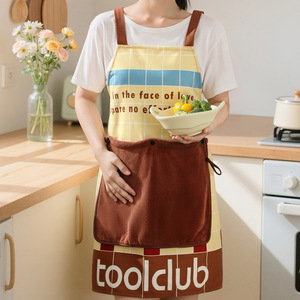 Toolclub Wipeable Apron Coconut Plaid Waterproof Oil Proof Kitchen Cooking Cover Up Daily Use Four Seasons - Product Image 1