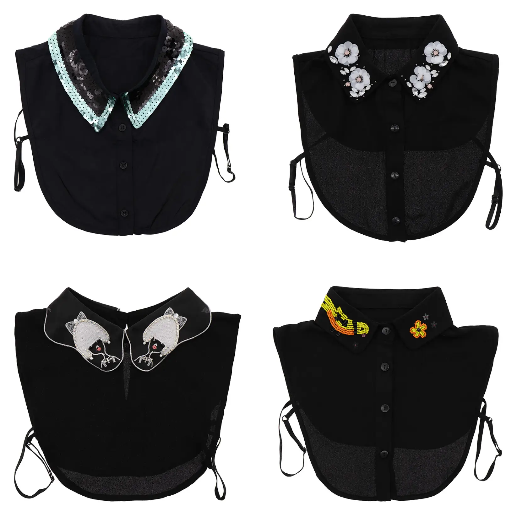 Didamao latest design black sleeveless chiffon half lady shirts/blouse