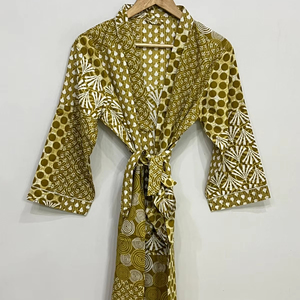 Kimono Largo de Algodón, Talla Única, Holgado y Cómodo para Cualquier Talla, Aproximadamente 50 Pulgadas, Proveedor de la India - Product Image 1