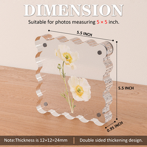 Clear Scalloped Booth Photo <strong>Frame</strong> 5x5, <strong>Perspex</strong> Square <strong>Picture</strong> <strong>Frame</strong>, Acrylic Photo <strong>Frame</strong> for 5x5, 4x4, 3x3 <strong>Picture</strong> Display - Product Image 2