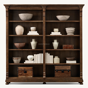 Librería de Roble Americano Estilo RH de Lujo, Estante de Doble Sección a Medida, Biblioteca de Madera Ecológica de Primera Calidad - Product Image 5