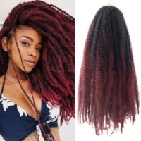 # OTBUG 18 pouces 24 pouces de Long Cuban Twist Hair Fluffy and Tangle Free Afro Kinky Curly Marley Twist Tressage Hair