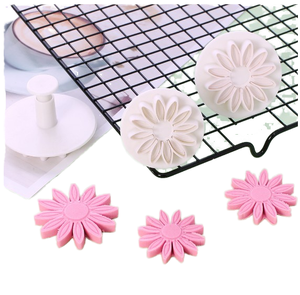 Hoa cúc hình mùa xuân nút fondant khuôn nhựa Biscuit khuôn pit tông 4pcs Cookie cutter bánh công cụ - Product Image 1