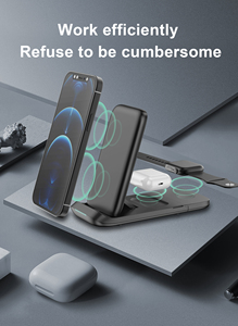 Portable pliable de bureau de conception professionnelle 15W pour les téléphones mobiles <span class=keywords><strong>Airpods</strong></span> de montre 3 en 1 chargeur sans fil rapide - Product Image 5