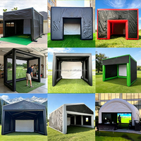 Simulateur de golf gonflable personnalisé pour l'intérieur et l'extérieur, tente de simulateur de golf pour la cour, avec écran de projection pour l'entraînement au golf