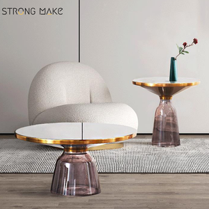 Modern Luxury End <strong>Table</strong> Transparent <strong>Round</strong> Tempered <strong>Glass</strong> Sofa Side Service <strong>Table</strong> <strong>Small</strong> Bell Coffee <strong>Table</strong> - Product Image 1