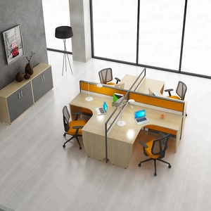 Modern 4 Seats Office Glass Partition, Modern Design Office Partition Table - Product Image 2