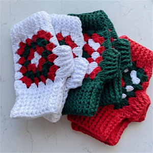 Mitaines Rétro en Crochet Carrées pour Homme et <span class=keywords><strong>Femme</strong></span>, Gants Tricotés à la Main, Gants d'Automne et d'Hiver Faits à la Main, Unisexe - Product Image 3