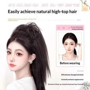 Perruque <span class=keywords><strong>queue</strong></span> de <span class=keywords><strong>cheval</strong></span> semi-nouée style latino-américain avec pince, effet volume hyper-cranien, sans cheveux naturels, pour un look tendance - Product Image 2