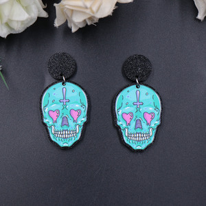 Tùy chỉnh thiết kế của phụ nữ hợp thời trang Halloween long lanh Acrylic thả Bông tai chất lượng tốt sọ nhãn cầu trang sức bên thiết lập công nghệ - Product Image 4