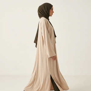 Ensemble Abaya de mode musulmane personnalisé, vêtements islamiques, tissu jersey de qualité supérieure, robe de prière élastique avec long hijab Khimar - Product Image 2