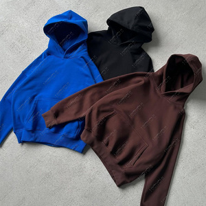 Venta al por mayor personalizado de los hombres de peso pesado de invierno Streetwear de doble capa Crop Hoodie Boxy algodón polar bordado impermeable - Product Image 1