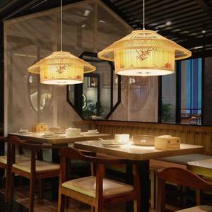 โคมไฟแขวนไม้ไผ่ทรงกลม E27 LED หัวเดียว สำหรับร้านอาหาร ห้องส่วนตัว โฮมสเตย์ ร้านค้า - Product Image 5