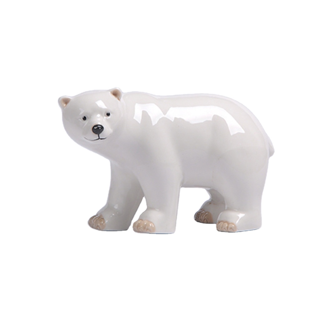 Керамические фигурки белого медведя, милые Мультяшные статуи медведя, украшения для дома