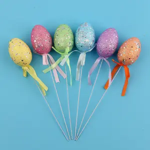 Colorful Easter Eggs Foamy Bird And Pigeon Decorations Holiday Decorations With Speckled Foam Particles