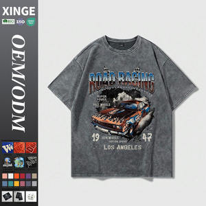T-Shirt da uomo con stampa digitale da <span class=keywords><strong>corsa</strong></span> oversize stile Vintage con lavaggio acido - Product Image 1