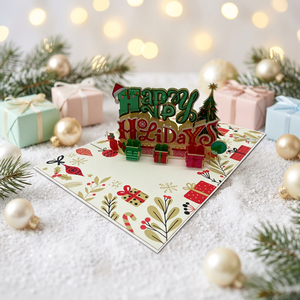 Cadeaux de Noël et de la Saint-Valentin, impression offset, joyeuses fêtes, carte pop-up 3D, artisanat en papier fait main, fleurs féériques personnalisées du Vietnam - Product Image 1