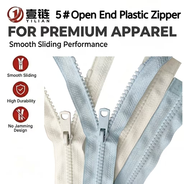 Wholesale 5 # Plastic Separating Zipper Open End Resin Zipper for Down Jacket School Uniform Sportswear