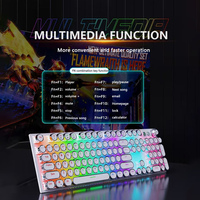 F23 Keyboard game mekanis tombol biru Keyboard keren Retro Steam Punk mesin tik bulat keycap Keyboard