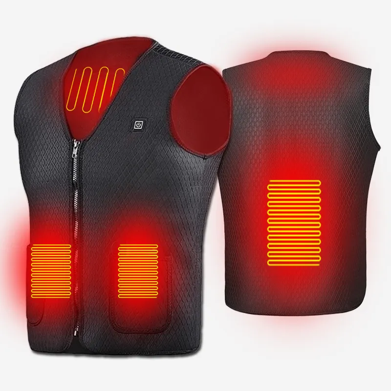Heated Jacket Fashion Men's Jacket Black Neoprene Sleeveless Warming USB Rechargeable Heated Vest