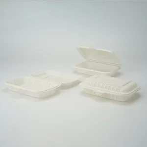 450ml Takeaway Food Container Rectangle Milky White Lunch Boxes Biodegradable Eco-friendly Corn Starch Classy Bento Box
