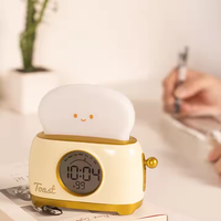 Lampe grille-pain LED personnalisable Réveil à luminosité réglable rechargeable par USB pour chambre à coucher Mini veilleuse à utiliser dans la chambre
