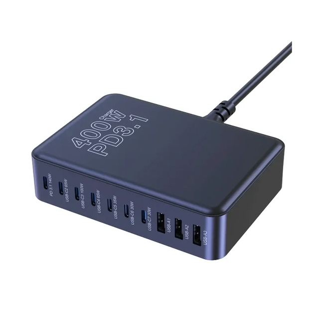 Kabbol KAB400W Gallium Nitride (GaN) 7 USB-C 3 USB-A 400W PD Fast Charging Station Desktop Charger for Laptop & Computer