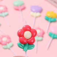 Bougies d'anniversaire rétro en gros en forme de fleur, bougies de fête mignonnes en forme de fleur de dessin animé, bougies décoratives pour gâteaux, bougies d'aromathérapie
