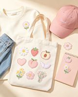 Patchs thermocollants brodés mignons à motifs floraux et fruités (Marguerite, Fraise, Pêche, Cœur, Aile) pour vêtements, sacs à dos, sacs à main, chapeaux