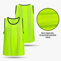 Rompi Latihan Olahraga Tanpa Lengan Bahan Polyester Bernapas dengan Cetakan Transfer Panas, Bergaris, Unisex Dewasa untuk Basket dan Sepak Bola
