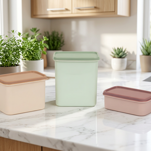 NDURO SS4602 Square Food Storage Containers Airtight Plastic Lids Freshness Preservation Stackable <b>Freezer</b> Safe Minimalist - Product Image 3