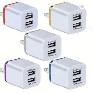 Chargeur mural USB au meilleur prix, double chargeur, bloc de charge rapide US/EU multicolores 2 broches pour iPhone et Huawei - Product Image 1