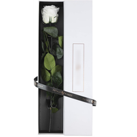 OEM Konservierte Blumen Einzelne Weiße Rose Acryl-Schublade Geschenkbox Schwarze Tasche Grußkarte Valentinstag Muttertag Weihnachtsgeschenk