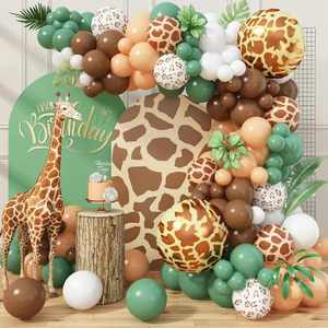 Lot de 3 toiles de fond arquées à motifs d'animaux girafes, <span class=keywords><strong>jungle</strong></span> sauvage, forêt, extensibles, pour photographie, fond mural pour arche de mariage - Product Image 6