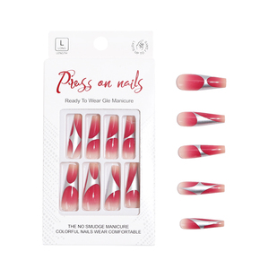 Pegamento de cobertura completa real ins look en puntas de <span class=keywords><strong>uñas</strong></span> ataúd largo uña falsa para niñas Etiqueta Privada Y2K <span class=keywords><strong>Rosa</strong></span> ombre <span class=keywords><strong>plata</strong></span> arte Prensa en <span class=keywords><strong>uñas</strong></span> - Product Image 6