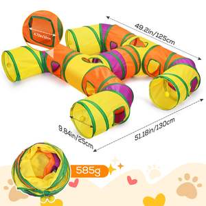 H-4-Way Opvouwbare Kattentunnels Voor Kittens Indoor Entertainment Grote Kattenspeelbuis Met Teaser Bal Speelgoed Interactief Kattenspeelgoed - Product Image 3