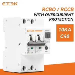 ETEK Spot Delivery Type AC RCBO Breaker 30mA 40A 2P Curve C Leakage Protection Devices Rcbo 2p 40a