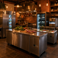 Fournisseur d'équipements de cuisine pour la restauration CE ETL, réfrigérateur commercial, table de travail avec vitrine, station de préparation de pizzas, congélateur à salade rapide