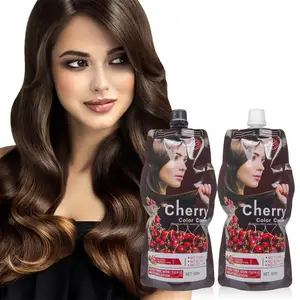 Sampo Herbal alami pewarna rambut ceri 500ML * 2 sampo untuk 100% penutup rambut abu-abu tidak merusak rambut tidak ada kerusakan kulit kepala