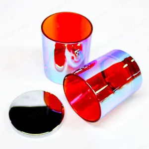Échantillon gratuit Récipient à bougie en verre personnalisé de luxe moderne avec étiquette Pot en verre coloré translucide Bougie parfumée Cire de soja pour la maison