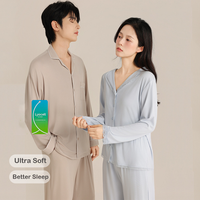 Ensemble de pyjama pour couples, vêtements de détente en lyocell, cardigan simple à col, respirant, extensible, ample, pour un usage quotidien