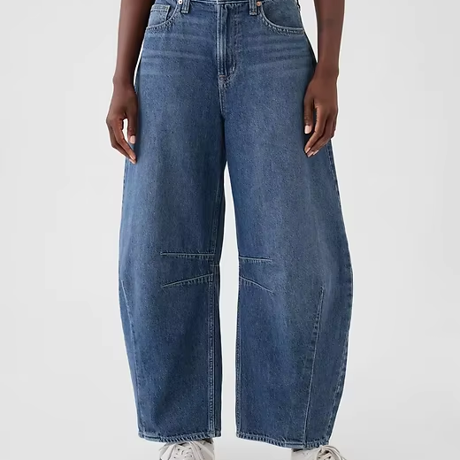 Vintage Women's Baggy Balloon Jeans Denim Wide Leg Pants Casual Fashion Dark Wash Mid-rise Loose Baggy Jeans for Woman