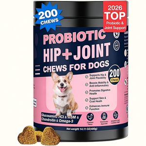Glucosamine Chondroïtine MSM Home Pet <span class=keywords><strong>Essentials</strong></span> – Complément 2-en-1 Probiotique pour le Soutien Articulaire – Cliniquement Prouvé – 200 Bouchées Croquantes - Product Image 1