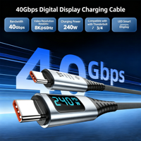 Câble USB4.0 OEM 240W à charge rapide 5A, transmission de données 40 Gbit/s, prise en charge de l'affichage 8K60Hz, en cuivre pur pour ordinateur