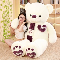 Écharpe personnalisée multi-tailles avec logo adorable, ours en peluche géant habillé, cadeau d'anniversaire avec broderie logo amour