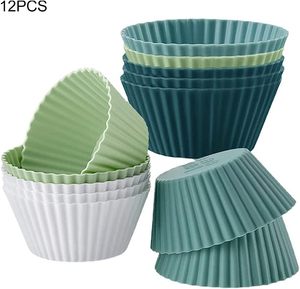 Home Kitchen Cooking <b>Supplies</b> <b>Cake</b> <b>Decorating</b> Tools Food Grade Silicone Eco-Friendly Round Shaped Muffin Cupcake Baking Molds - Product Image 3
