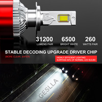 Ampoule de phare LED 260W 31200LM Super Lumineuse pour Voiture H4 H7 H11 Lumière Blanche 6500K Amélioration Auto