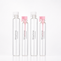 Flacons d'échantillons de parfum miniatures en verre Mingsheng personnalisés de 1 ml et 2 ml avec bouchon en plastique, tubes à essai vides pour présentation