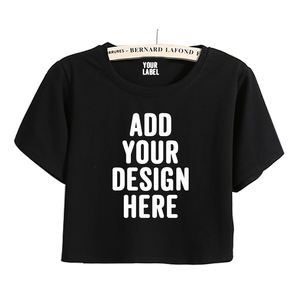 الجملة المرأة شعار مخصص قميص مطبوع في الأسهم المحاصيل أعلى النساء تي شيرت مخصص المحاصيل قمم - Product Image 1