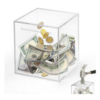Tirelire en acrylique transparent incassable à bords lisses pour la conservation de monnaie et d'argent, idéale comme cadeau d'épargne
